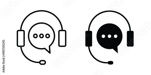 Live chat icon vector graphic clipart and line art style set