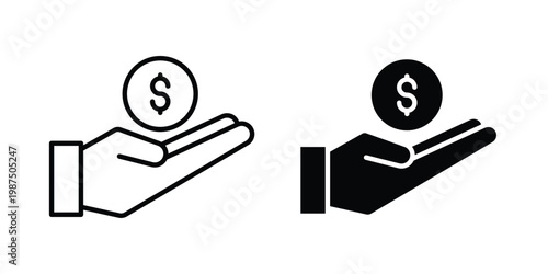 loan icon vector graphic clipart and line art style set