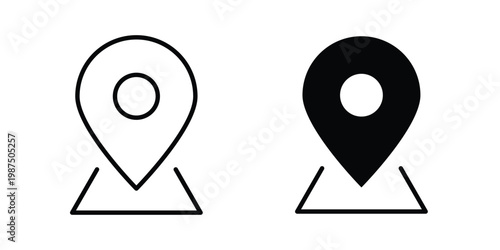 Location icon vector graphic clipart and line art style set