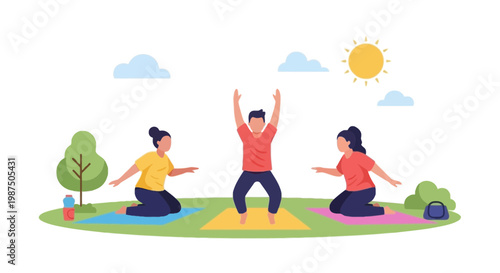 People Practicing Yoga Outdoors in Nature Setting