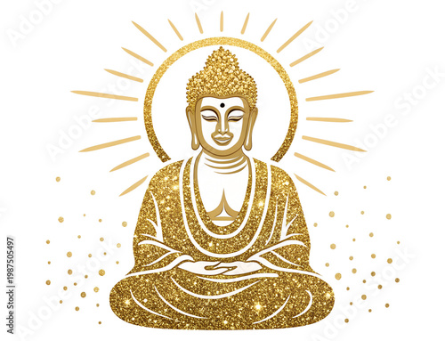 Golden Buddha statue of illustration PNG