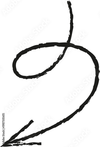 Hand drawn black curved arrow pointing to the right isolated on transparent background, Black curved arrow pointing right with slight upward arc on white background, isolated design element vector.