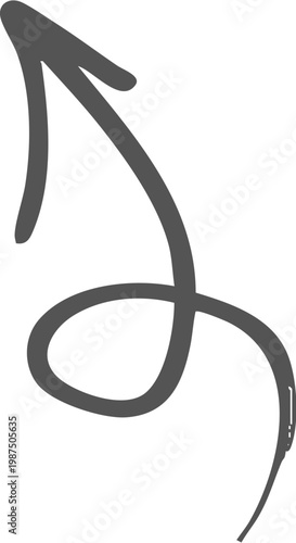 Hand drawn black curved arrow pointing to the right isolated on transparent background, Black curved arrow pointing right with slight upward arc on white background, isolated design element vector.