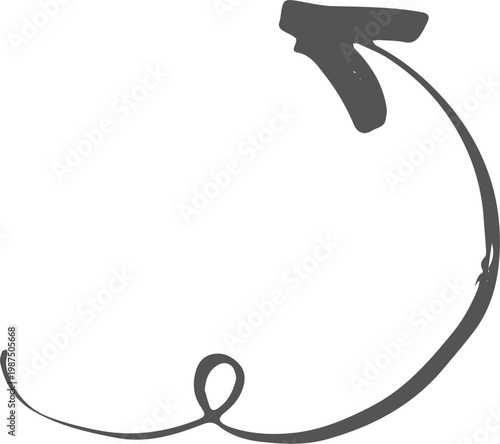 Hand drawn black curved arrow pointing to the right isolated on transparent background, Black curved arrow pointing right with slight upward arc on white background, isolated design element vector.