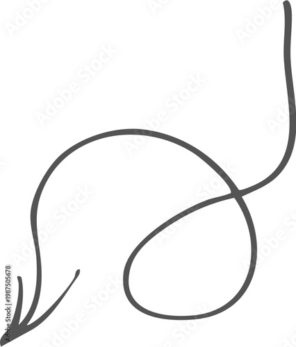 Hand drawn black curved arrow pointing to the right isolated on transparent background, Black curved arrow pointing right with slight upward arc on white background, isolated design element vector.