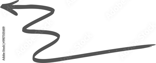 Hand drawn black curved arrow pointing to the right isolated on transparent background, Black curved arrow pointing right with slight upward arc on white background, isolated design element vector.