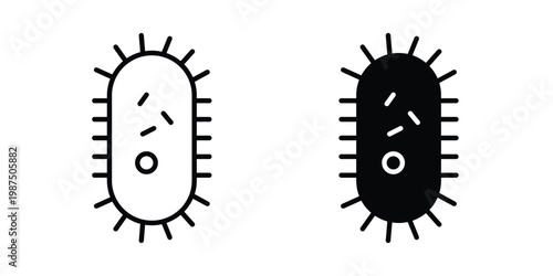 Microorganism icon vector graphic clipart and line art style set