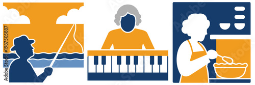 Fisherman casting rod ocean sunset peaceful hobby outdoor recreation leisure vacation travel nature water activity relaxing.