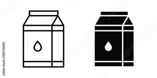 Milk carton icon vector graphic clipart and line art style set