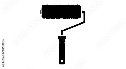Black paint roller tool against a white background a striking silhouette