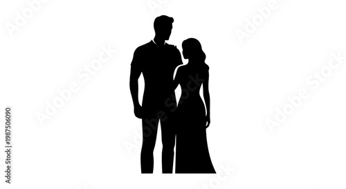 Couple embracing in a dark dramatic silhouette