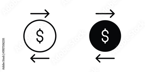 Money Transfer icon vector graphic clipart and line art style set