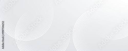 Abstract white geometric lines glowing on a gray background. Modern glossy white circle line pattern. Suitable for covers, posters, web, banners.