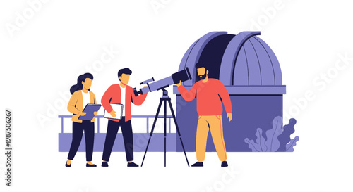 Group of Scientists Observing Celestial Objects Through Telescope