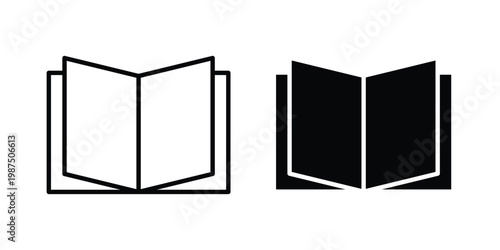 open book icon vector graphic clipart and line art style set