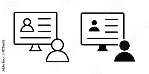 Online course icon vector graphic clipart and line art style set