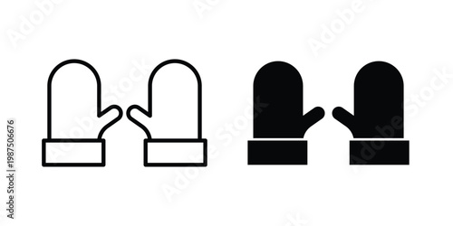 Oven mitt icon vector graphic clipart and line art style set