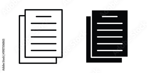 papers icon vector graphic clipart and line art style set