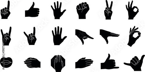Collection of various hand gestures and signs