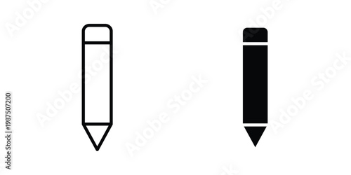 Pencil icon vector graphic clipart and line art style set