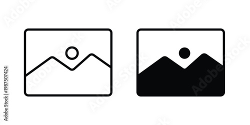 Picture icon vector graphic clipart and line art style set