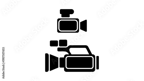 Professional video camera icon set featuring compact and broadcast style equipment for media and film production