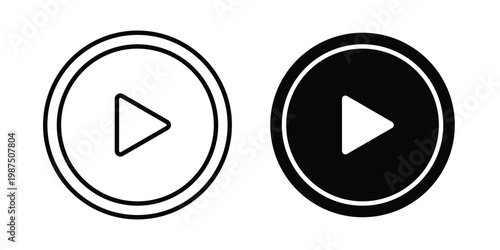 Play icon vector graphic clipart and line art style set