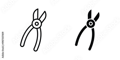 Pliers icon vector graphic clipart and line art style set