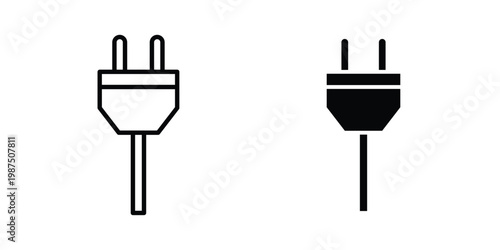 Plug adapter icon vector graphic clipart and line art style set