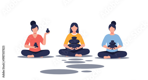 Women Practicing Yoga Meditation in Calm Outdoor Setting