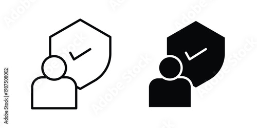 Policyholder icon vector graphic clipart and line art style set