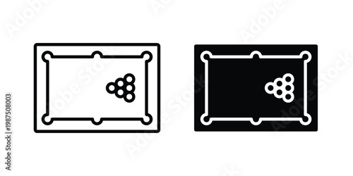 Pool table icon vector graphic clipart and line art style set