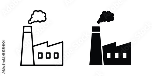 Pollution icon vector graphic clipart and line art style set