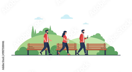 Healthy Lifestyle: People Walking in Park During Daytime