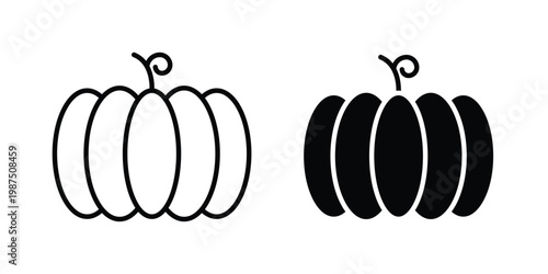 Pumpkin icon vector graphic clipart and line art style set
