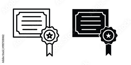 Qualification icon vector graphic clipart and line art style set