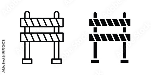 Roadblock icon vector graphic clipart and line art style set