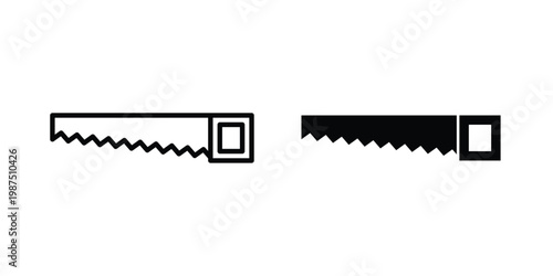 Saw icon vector graphic clipart and line art style set