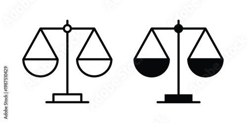 Scales icon vector graphic clipart and line art style set