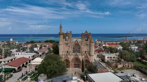Exterior view to Lala Mustafa Pasa mosque. Formerly St. Nicholas Cathedral in the old town of Famagusta, Northern Cyprus