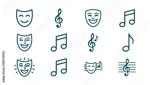 Theatrical drama and music icons combined.