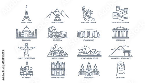 Collection of famous landmarks and monuments.