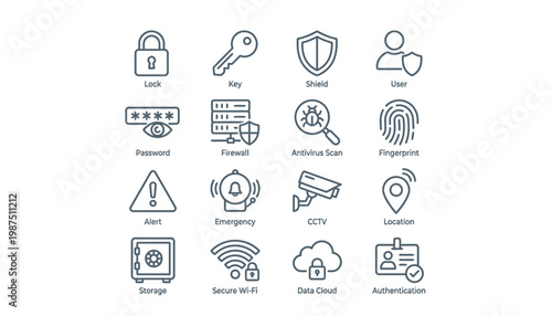 Collection of security and technology icons.