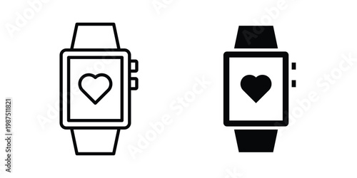 Smartwatch icon vector graphic clipart and line art style set