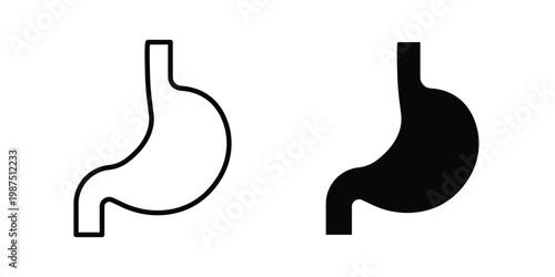 Stomach icon vector graphic clipart and line art style set