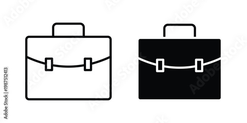 Suitcase icon vector graphic clipart and line art style set