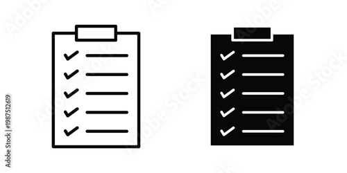 Task list icon vector graphic clipart and line art style set