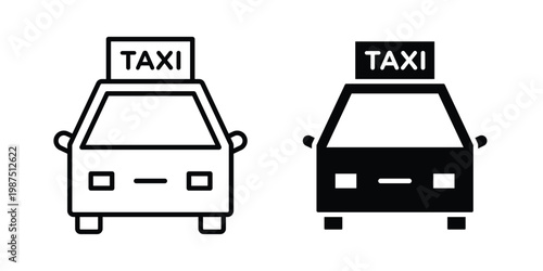 Taxi icon vector graphic clipart and line art style set