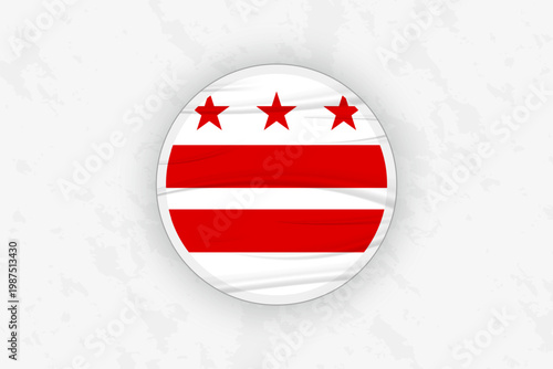 District of Columbia Flag Circular Sticker Design, National Pride Decal.