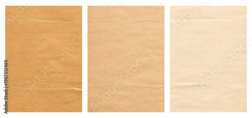 Vintage lined paper texture set, old crumpled parchment background collection, aged grunge sheets, retro antique paper backdrop